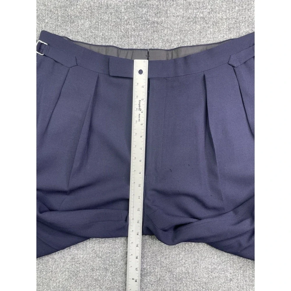 Ralph Lauren Purple Label Dress Pants Mens‎ 38 Navy Blue Wool Pleated Cuffed
